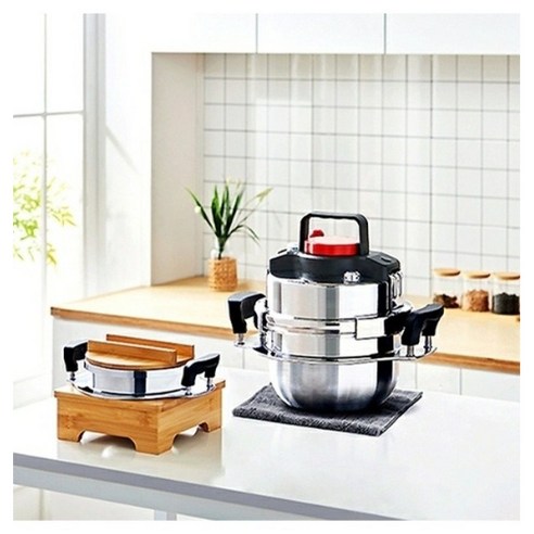 이녹스프랑 클라인 미니 압력솥 SW-PRC3000 2~3인용 1.4L+나무받침대, 압력솥+대나무 받침대+대나무 뚜껑+안전핀/고무패킹, 혼합색상, 1개