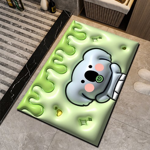 호랑이부부 빨아쓰는 3D 규조토발매트 주방매트 욕실발매트, 그린코알라