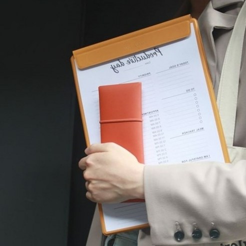 우버디즈 대학생 직장인 심플 투톤 가죽 필통, Orange