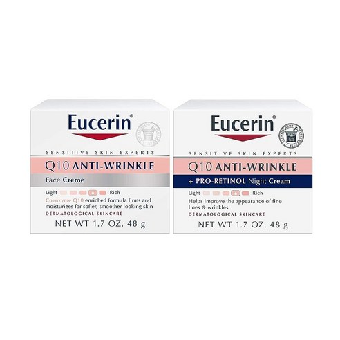 Eucerin Q10 페이스 크림 번들 1.7 oz 2팩 데이 & 프로 레티놀 나이트 포함 128399