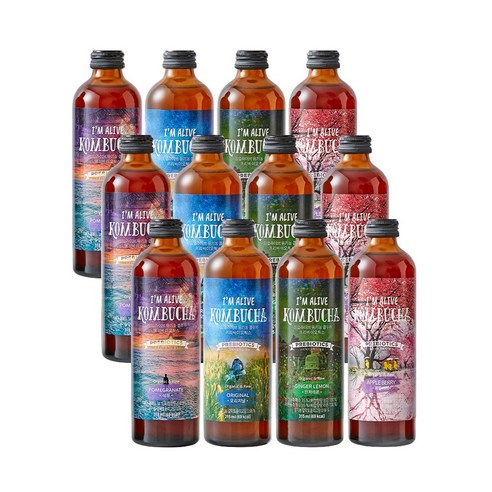 아임얼라이브 유기농 콤부차 315ml, 혼합형(네가지 맛) 12병