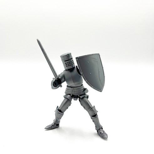 3D프린팅 다관절 DIY 액션 피규어 중세시대 기사 데스크탑 장식 키덜트 장난감, 실버(Silver)