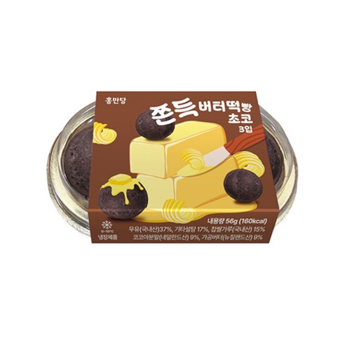 홍만당 쫀득 버터떡빵 초코 3입 56g x 10개, 10개, 56g