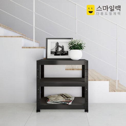 스마일랙 철재선반 W600 D300 H600 3단선반, 블랙