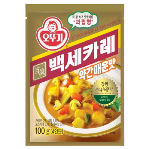 오뚜기 백세 카레 약간매운맛, 100g, 2개 
면/통조림/가공식품