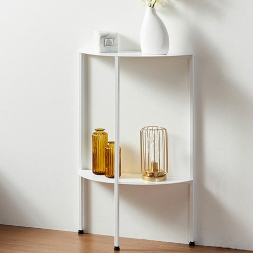 디메이커 스틸 3단 반달 장식선반 중(50x74x20cm) 국내생산 액세서리 인테리어 소품 라운드 선반, 화이트