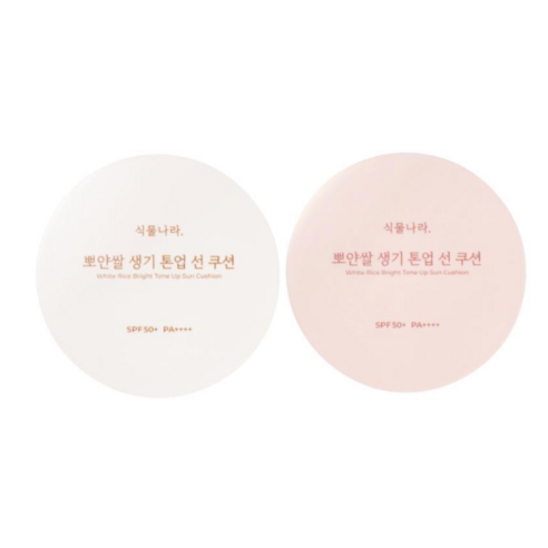 식물나라 생기 톤업 선 쿠션 15g(SPF50+) 본품+리필, (신형뽀얀쌀)생기피치 + 리필, 15g, 1개