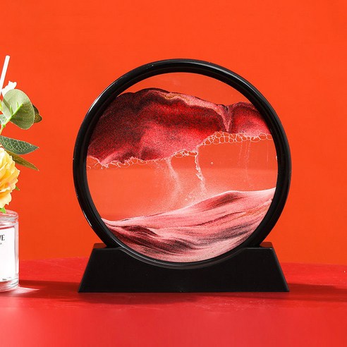 3D창조적 인 퀵 샌드 그림 유리 선물, 12인치 라운드 핑크