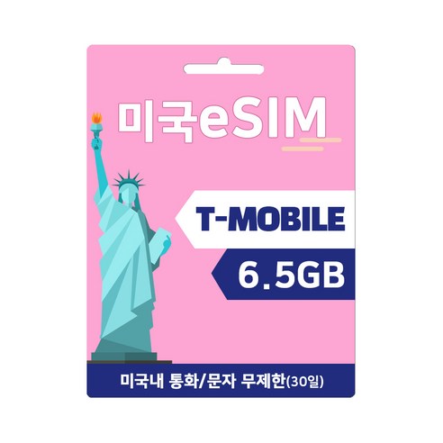 미국eSIM 미국번호가 나오는 티모바일 배송없이 바로 설치 아이폰전용 미국이심 6.5GB 데이터