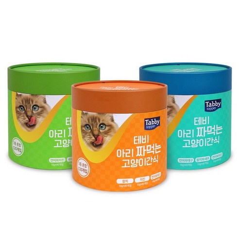 테비 아리 짜먹는 고양이 간식 10g X 120개 3종, 오렌지(참치+치킨+연어와대구), 1세트