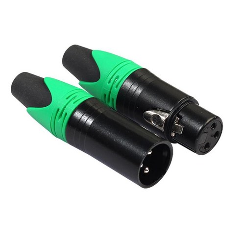 2 조각 3 핀 XLR 솔더 타입 커넥터-남성 1 개 및 여성 플러그 케이블 커넥터 마이크 오디오 소켓, 녹색, 설명, 합금
