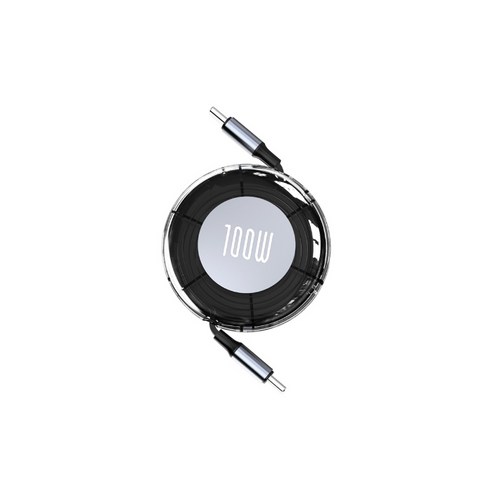 투에이비 노트북 태블릿 휴대폰 PD 100W C to C 릴 케이블, 1개, 블랙, 1m