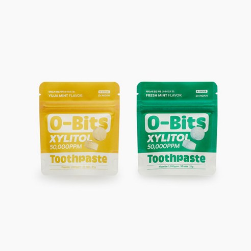 [T&J] Dr.NOAH 닥터노아 오비츠 자일리톨 고체치약 30정/프레쉬민트향/유자민트향/유해성분 방부제 합성 계면활성제 FREE, 1세트, 0.7g