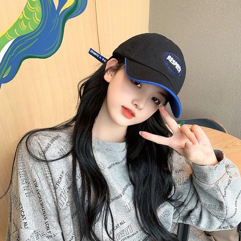 DFMEI 봄여름ins 소프트탑 선캡 자녀 이니셜 캡 모자, DFMEI 블랙
