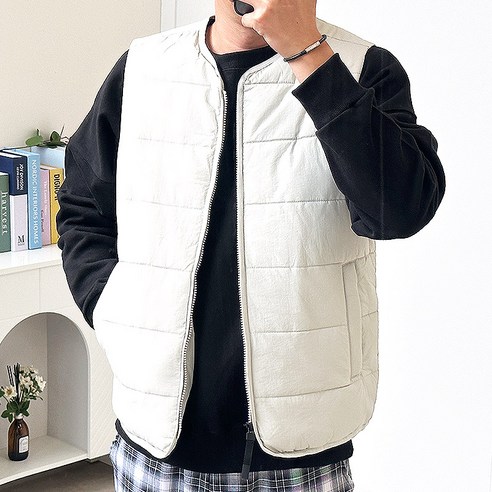 나이키러닝패딩조끼 추천상품 핏콕 남성용 노카라 나일론 집업 퀄팅 작업조끼 빅사이즈 패딩조끼 소개