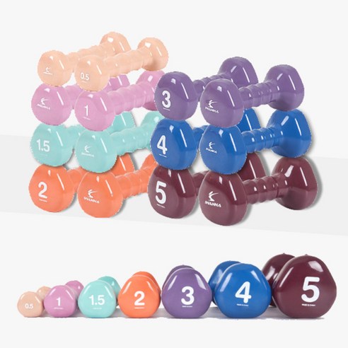 온더트랙 여자 아령 덤벨 세트 미용아령 홈트 PVC, 0.5kg x 코랄핑크 x 2개