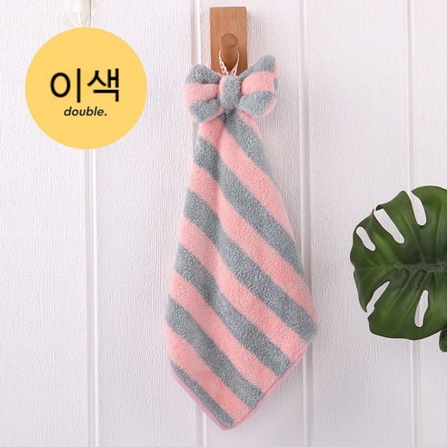 KORELAN 1 + 1 핸드 타월은 강한 흡수성 가정용 산호 벨벳 국가 핸드 타월 여성을 걸 수 있습니다., {"색깔":"투톤 스트라이프"}