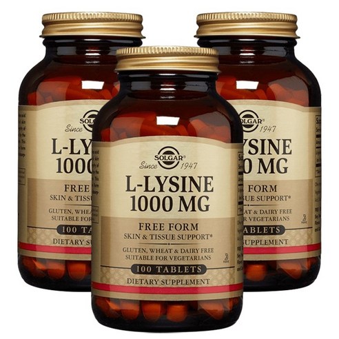 솔가 L-라이신 1000mg 타블렛 글루텐 프리 비건, 100정, 3개