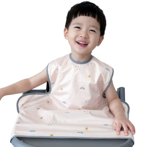 벨베이비 식탁일체형 방수 턱받이 긴팔 부분커버 모든하이체어용, (리뉴얼)레인보우