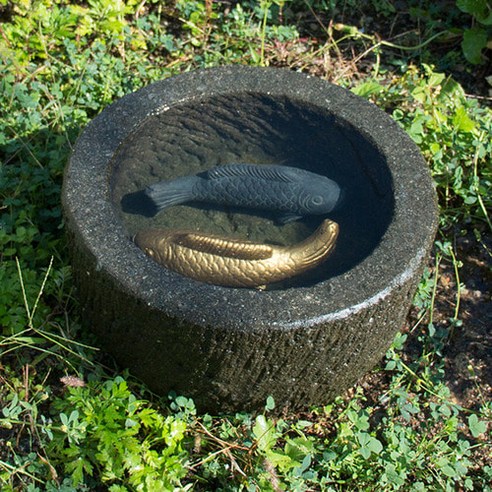 원통형 수반 구시 돌구유 돌확 정원 화단 미니연못 정원가꾸기, 40cm, 1개
