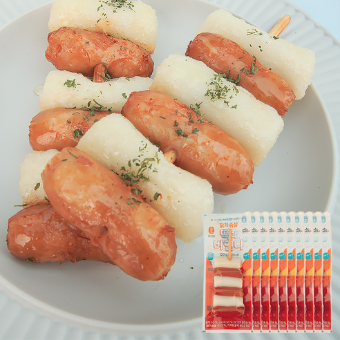 [밀리원] 소떡소떡 떡과비앤나 120g 쫀득쌀떡 육즙팡팡 닭가슴살소세지, 120g, 10개
