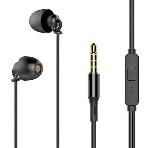 DFMEI 수면 이어폰 HiFi 실리콘 젤 측면 수면 방음 무압 귓속폰 이어폰 밴드 맥 케이블, A5 슬리핑 헤드폰(밀) 푸짐통판 - 블랙 [밀]