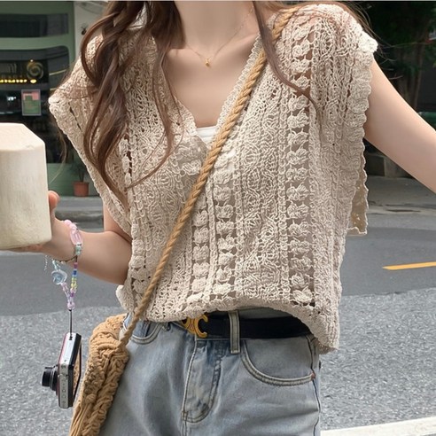 데일리 여리핏 뜨개 베스트 조끼 데일리 여리핏 뜨개 베스트 조끼
