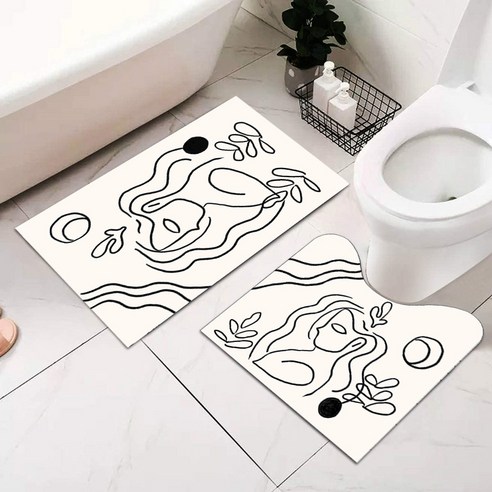 부드러운 규조 진흙 변기 바닥 깔개 u형 방수 발판 화장실 욕실 흡수 미끄럼 방지 깔개 현대 심플한 깔개, 50*60cm 변기 U자형 발판【단일 포장】, 코일