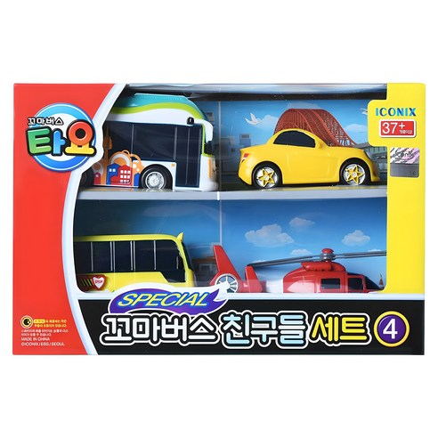 타요 꼬마버스 친구들 작동완구 세트4, 혼합 색상, 1개