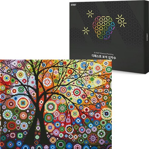 디패스트 보석십자수 DIY 40X50cm 구슬 비즈 공예 액자형 캔버스형 집들이선물 세트, 1세트, DF-702 사철나무2