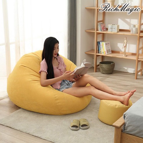 빈백소파 RichMagic 북유럽 스타일 빈백 대형 1인 쇼파 135*155cm (쿠션+발받침 포함), 옐로우 Best Top5 빈백소파 RichMagic 북유럽 스타일 빈백 대형 1인 쇼파 135*155cm (쿠션+발받침 포함), 옐로우 Best Top5