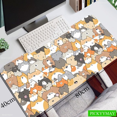 귀여운 고양이 마우스 패드 게임용 게이머 매트 키보드 데스크 XXL 90x40cm 컴퓨터 용, [16] 550x1000x3mm, [05] EP709823 Cat (4)