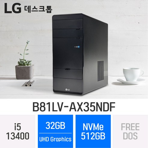 LG 데스크탑 B81LV-AX35NDF, 32GB, 512GB, Free Dos, 32GB