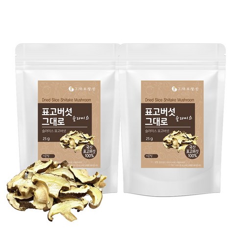 그대로말린 100%국산 건조 야채 표고버섯 슬라이스 25g 천연조미료 마른 버섯 요리재료, 2개, 30g