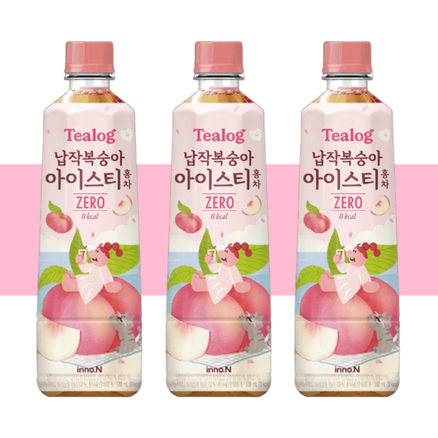 티로그 납작복숭아 아이스티 제로 500ml 24개 홍차 액상차 시원한 페트음료 사무실음료, 0.5l