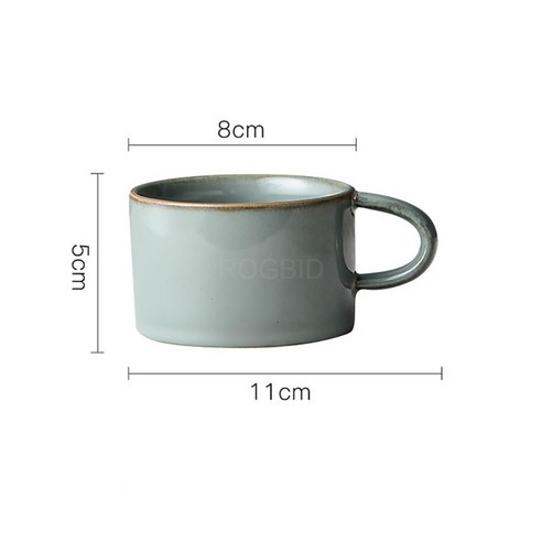 ROGBID 독특한 일본 복고풍 스타일 빈티지 커피 머그잔 150ml 가마 변경 점토 아침 컵 친구를 위한 창의적인 선물, Lime Gray_150ml