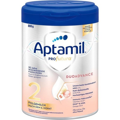 독일 압타밀 Aptamil DUOADVANCE 2 6~9개월 프로푸투라 듀오어드밴스2 폴게밀히 아기 분유, 800g, 5개