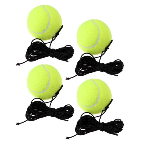 테니스 공 승/문자열 교체 테니스 리바운드 연습 트레이너 공 4pcs, 형광 녹색, 설명, 고무