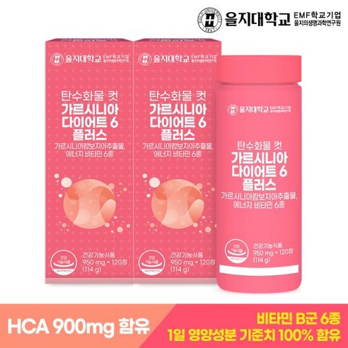 을지대학교 탄수화물 컷 가르시니아 다이어트6 플러스 114g, 120정, 2개