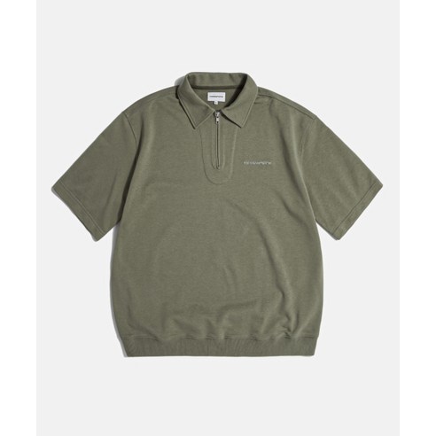 에스피오나지 ESPIONAGE Quarter Zip Collar S/S Sweatshirt Olive 20240506-16