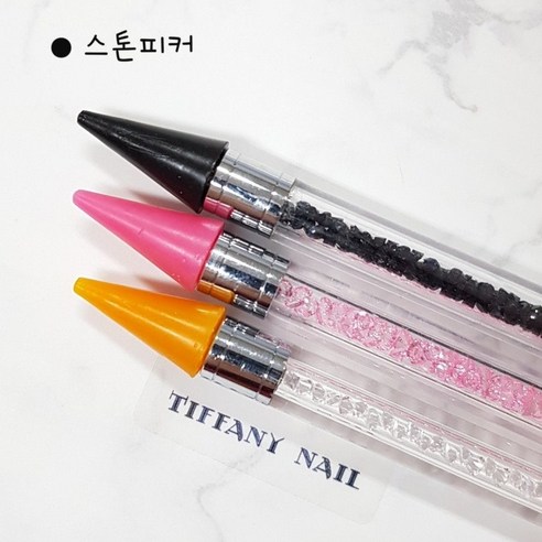네이처스 파머 쥬얼리 스톤피커 네일팁 네일피커, 블랙, 1개
