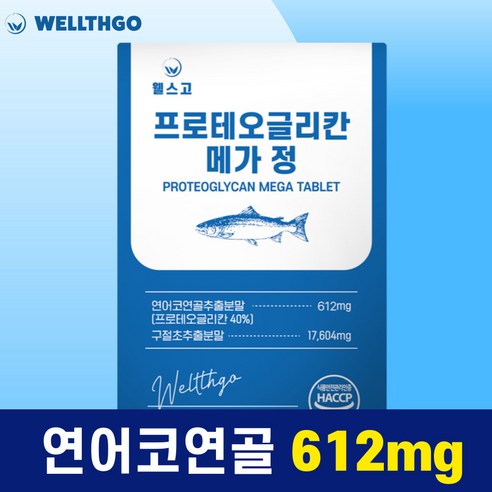 웰스고 프로테오글리칸 메가 정 360mg 프로태오글리칸 연어코연골 추출물 프로테오클리칸, 1개, 60정