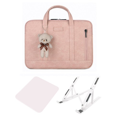 후암마켓 경량 노트북 가방 + 노트북 거치대 2종구성, 핑크 가방 세트 (33.02cm)