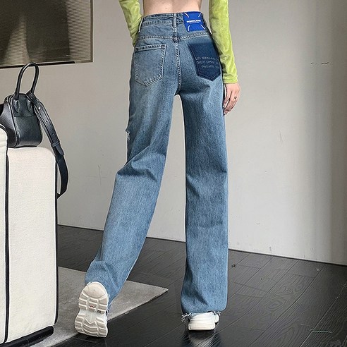 대박난박양 블루패치 와이드 데님