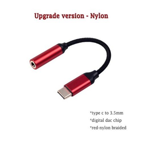 꼬다리DAC 오디오 휴대용 포터블DAC 유형 C 헤드폰 어댑터 Usb C-Aux 3.5mm 잭 Adaptador For Oneplus 10 9rt 9r 9 Nord 2 5g 삼성, [01] nylon version red