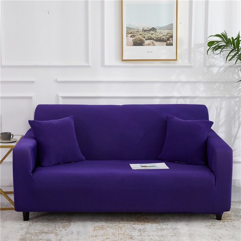 [XIG] Housmife 단색 소파 커버 거실 소파 커버 코너 소파 커버 Slipcover Chair Protector 1/2/3/4 인승, 1Pc 145-185Cm, 진한 보라색