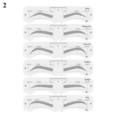 눈썹가이드 재사용 가능한 눈썹 스탬프 카드 셰이퍼 스텐실 부드러운 눈금자 DIY 디파인더 메이크업 도, 02 2
