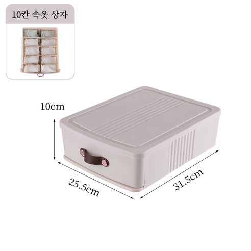 GFHBG 가정용 서랍형 의류수납함 3가지 스타일별 수납함 속옷양말 대용량 정리함 화이트, 1개, 화이트 팬티 수납함(10칸)