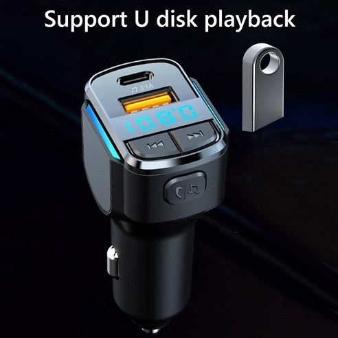 YIZHOOD FM transmitter radio adapter modulator U disk music MP3 player Type C USB quick charge handsfree Bluetooth 5.0 car kit