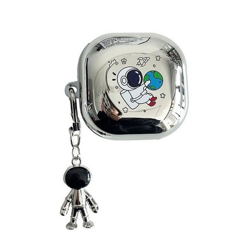 꾸미고 삼성 갤럭시 버드 라이브 버즈 2 프로용 우주 행성 도금 비행사 열쇠 고리 케이스 보호용 이어폰 커버 체인, astronaut C